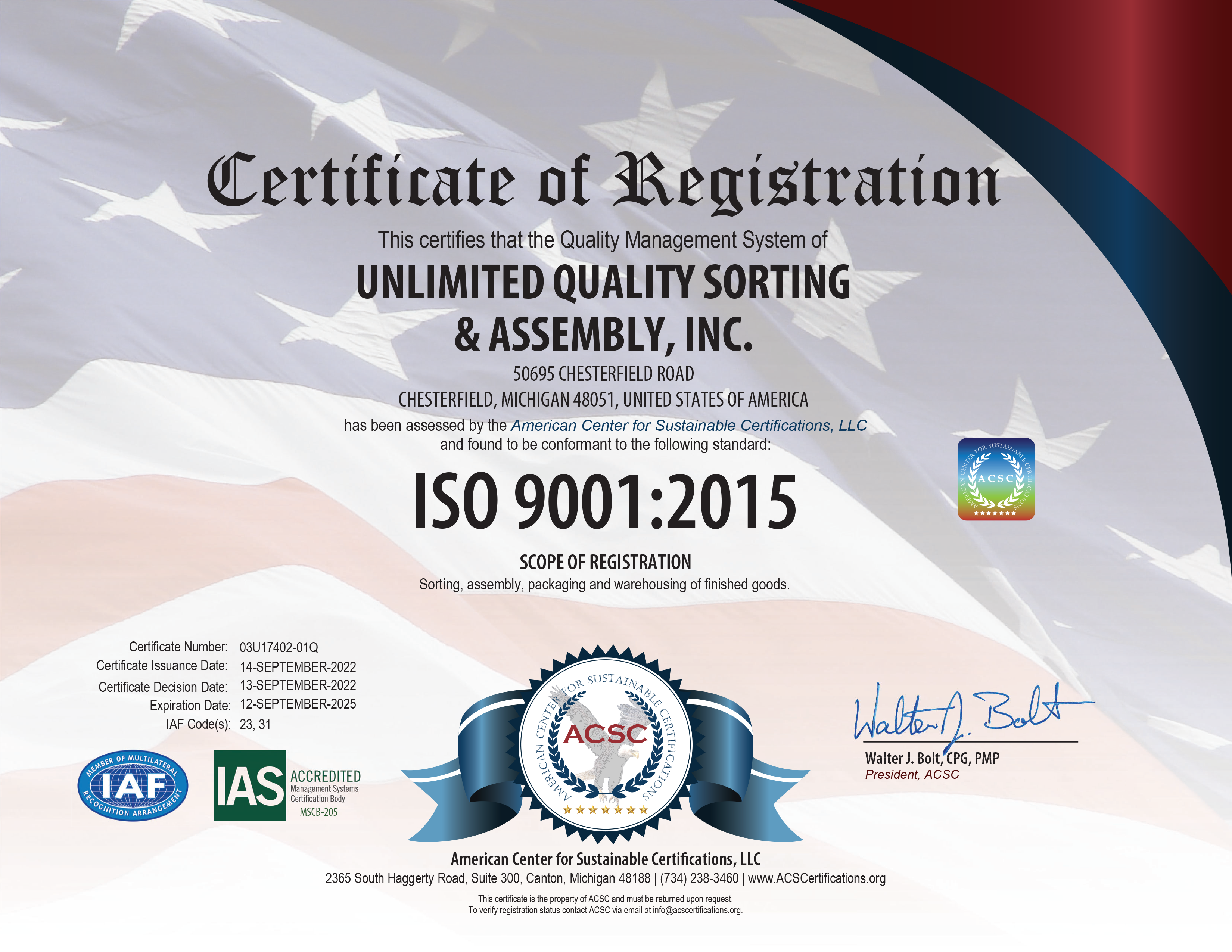 Unlimited QSA ISO Registration Certificate